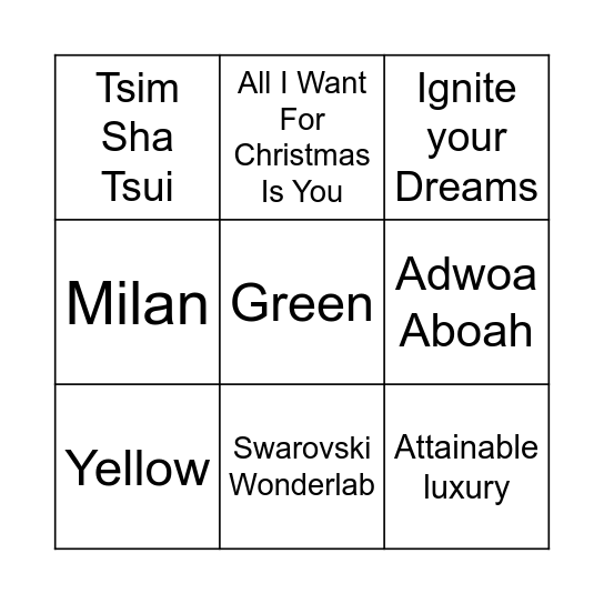 Swarovski X'mas Party 2021 Bingo Card