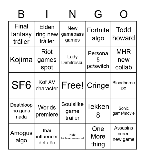 VGA predicciones Bingo Card