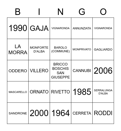 BAROLO Bingo Card