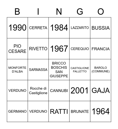 BAROLO Bingo Card
