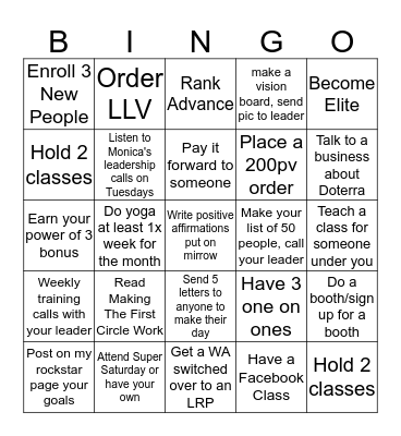 Doterra Style Bingo Card