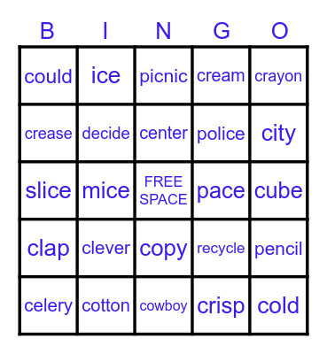 HARD and SOFT C Bingo Card