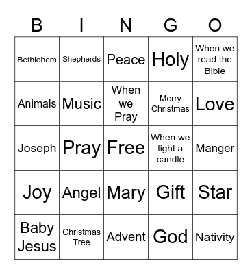 Christmas Eve Bingo Card