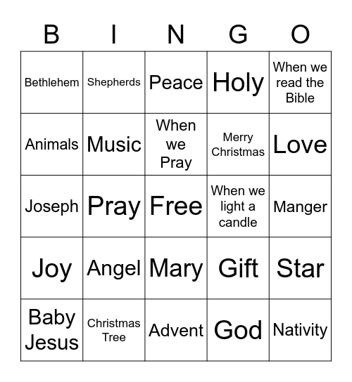 Christmas Eve Bingo Card