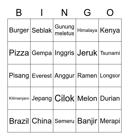 Sota Bingo Card