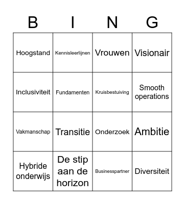 AE&I Transitie bingo Card