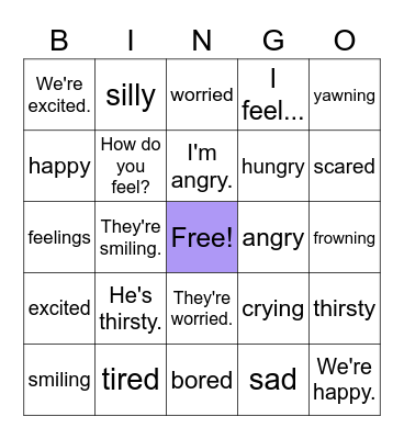 PRM 2 Unit 6 How are you? Bingo Card