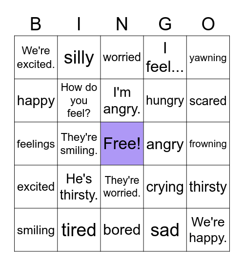 PRM 2 Unit 6 How are you? Bingo Card