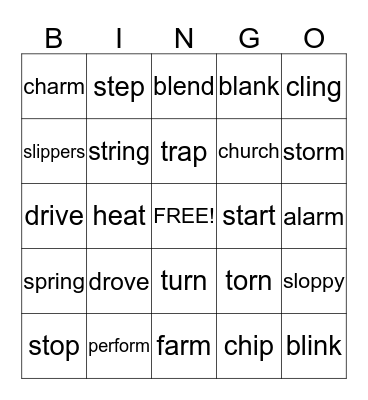 consonant blends Bingo Card