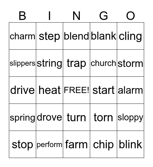 consonant blends Bingo Card
