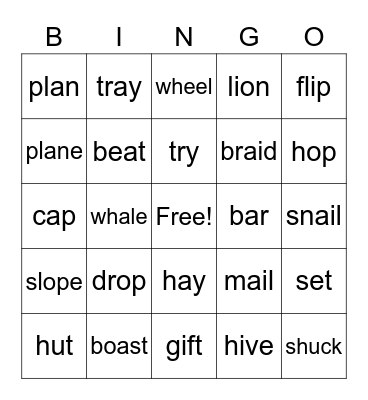 Long and Short Vowel Sounds Bingo Card