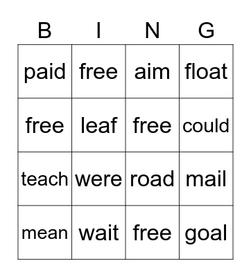 cade Bingo Card