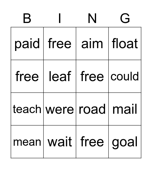 cade Bingo Card