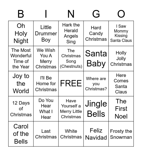 Christmas for Erica's Department Bingo Card