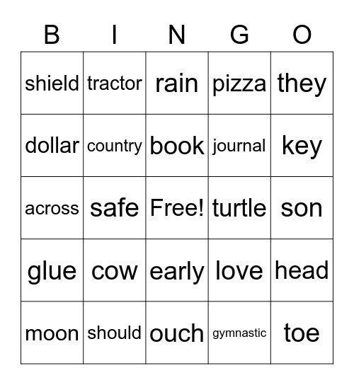 Advance Vowel Sounds Bingo Card