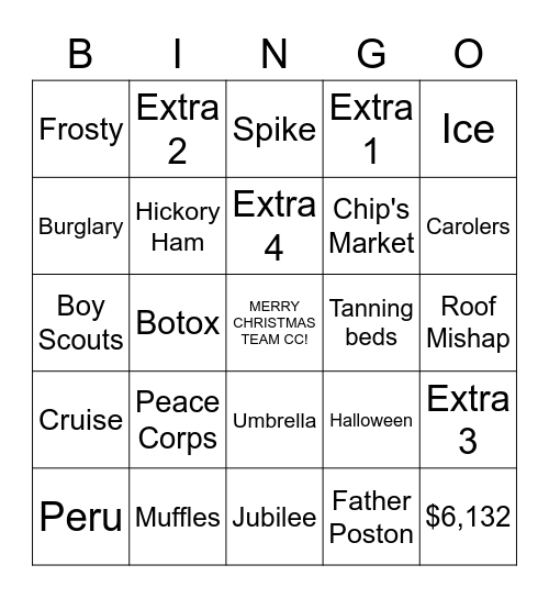 Christmas with the CC - Bingo Card