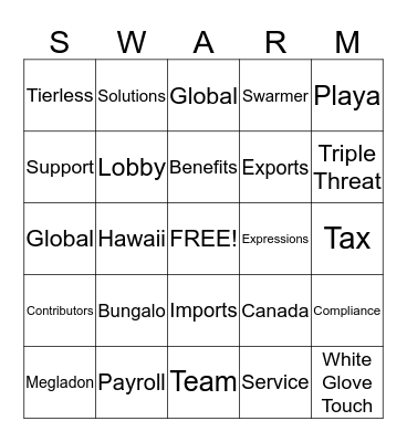 Swarming Bingo Card