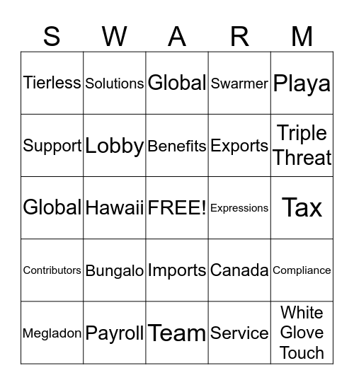 Swarming Bingo Card