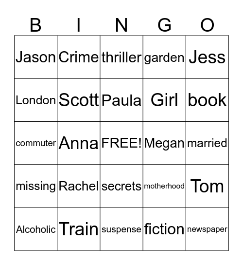 Girl on the Train Bingo Card