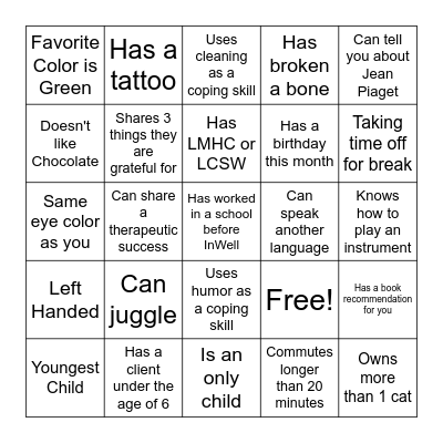 School Team Bingo Card