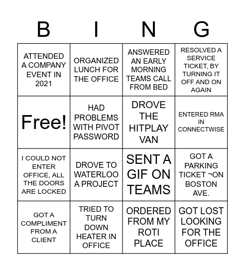 hitplay x pivot Bing Bingo Card