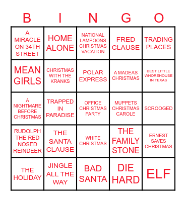 Christmas Bingo Card