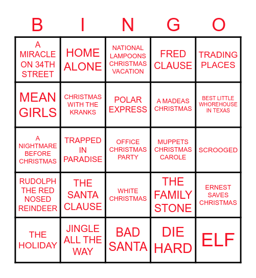 Christmas Bingo Card