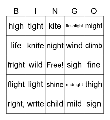 igh ......i __consonts, i_e Bingo Card
