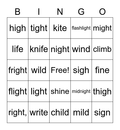 igh ......i __consonts, i_e Bingo Card