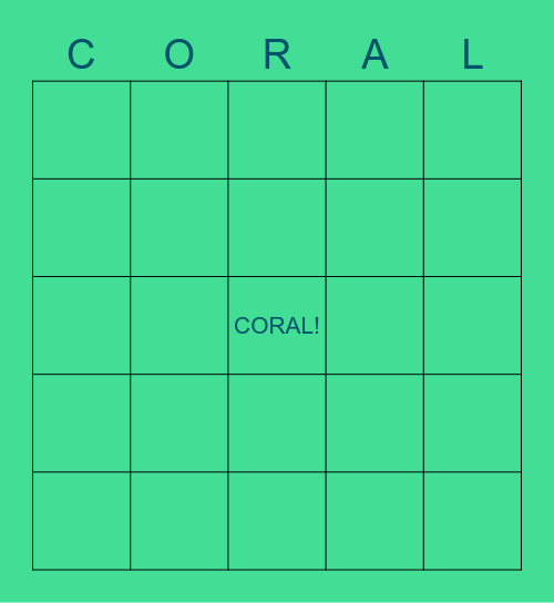 CORAL BINGO Card