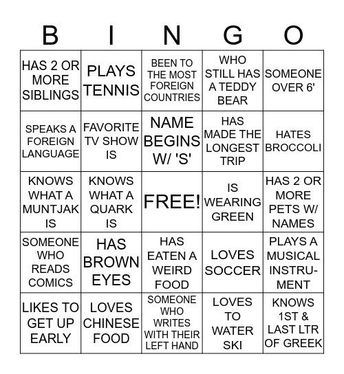 Bingo Card