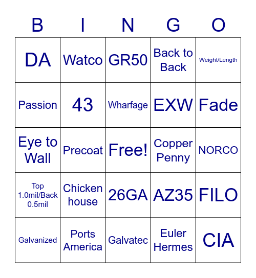 USP Holdings Bingo Card