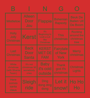 Kerstmuziek Bingo Card