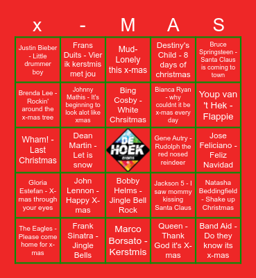 Kerstmuziekbingo! Bingo Card