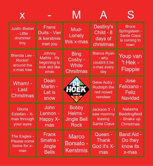 Kerstmuziekbingo! Bingo Card