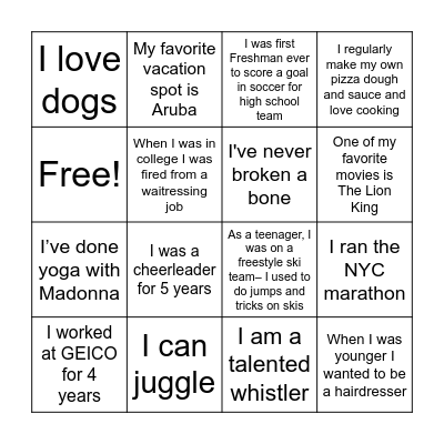 Holiday Bingo Card