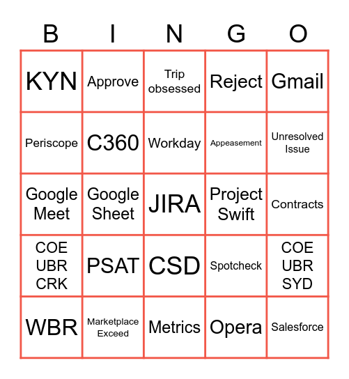 Agent Success Bingo Card
