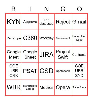 Agent Success Bingo Card