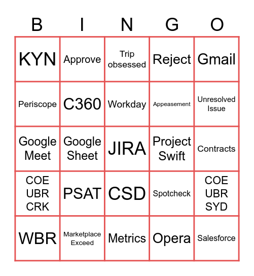 Agent Success Bingo Card