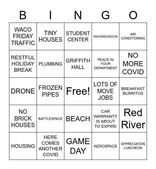 TSTC APPRECIATEION BINGO Card