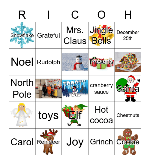 Winter holiday Bingo Card