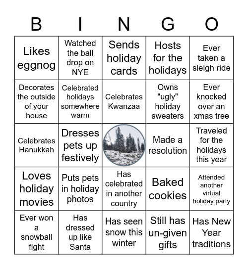 Evaluation Holiday Bingo Card