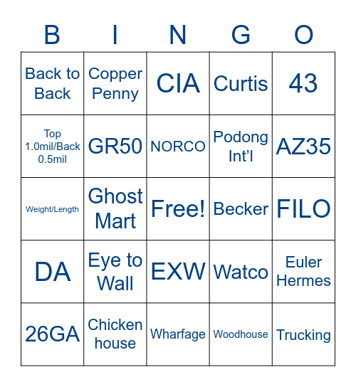 USP Holdings Bingo Card