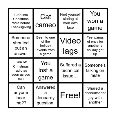 Library Holiday Party Bingo Card