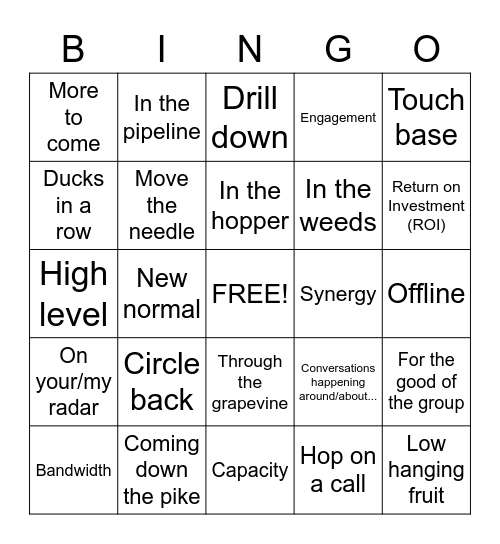 Buzz Word Bingo Card