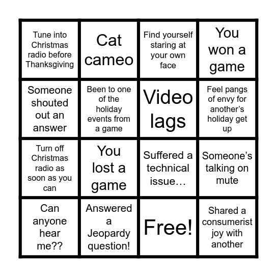 Library Holiday Party Bingo Card
