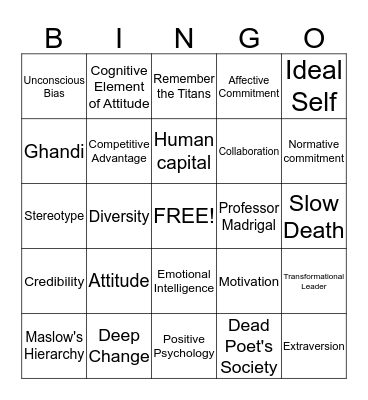 Management 300 Bingo Card
