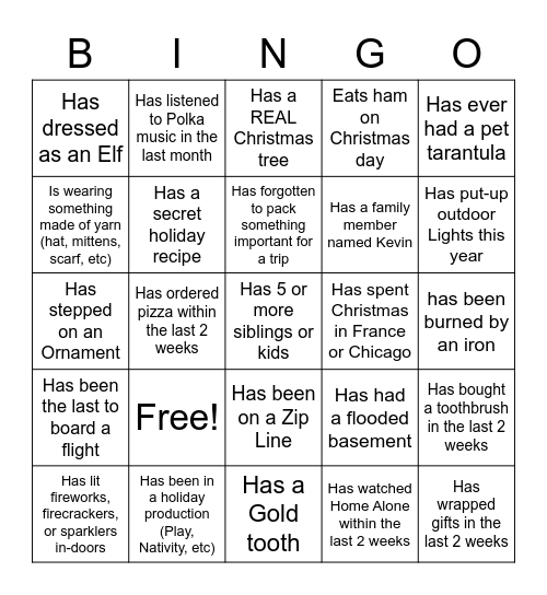 Home Along Bingo Card