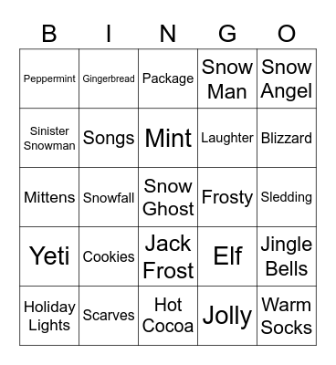 Winter Break Bingo Card