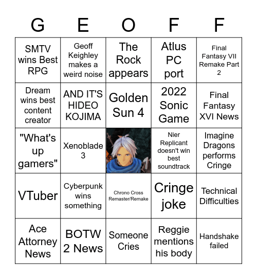 The Game Awards 2021 Bingo Card